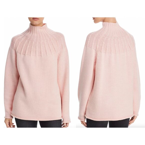 $475 NWT Escada Rose Pink Knit Schinkel Mock-Neck Jumper Wool Sweater size XL - Picture 1 of 10